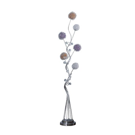 Cling 58.5 in. 6 Aluminum LED Zeus Metal Floor Lamp, Silver Chrome CL1864468